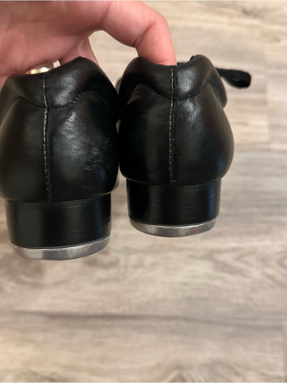 Capezio Cadence Black Leather Tap Shoes Lace Up Size 9.5 Classic Dance - Picture 7 of 10
